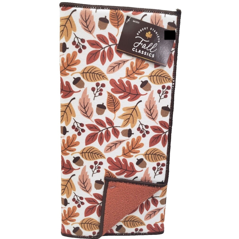 Printed Microfiber Reversible Drying Mat (14"x21") FALL, LEAVES & ACORNS, Ritz